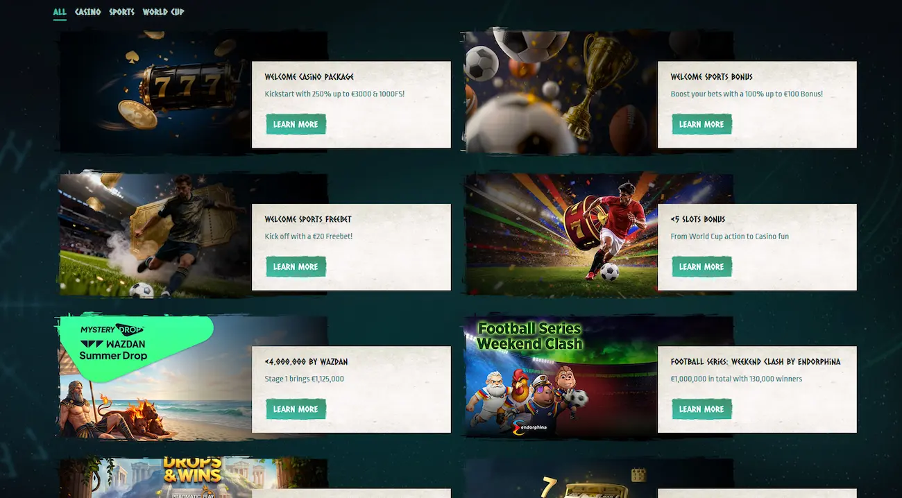 Bonusübersicht und Aktionsseite von Nords Casino